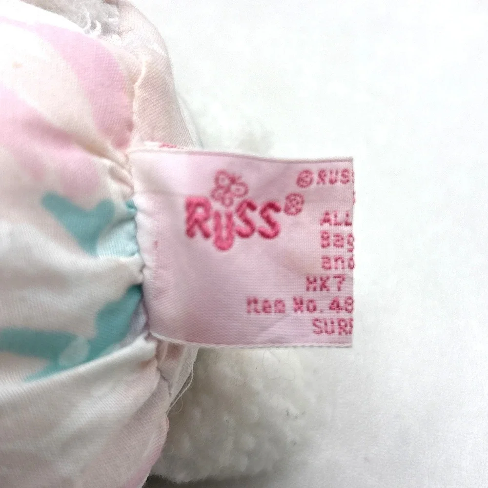 Russ Berrie White Lamb Sheep Flower Pastel Beanbag Pink Purple 6